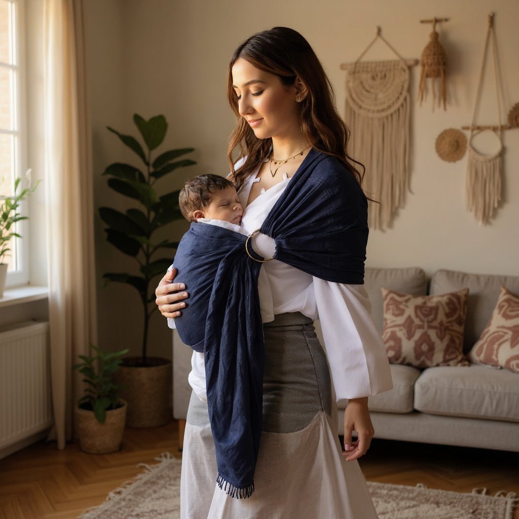 Écharpe De Portage - CottonRingSling™ - Bleu Marine - Mon Adorable Bébé