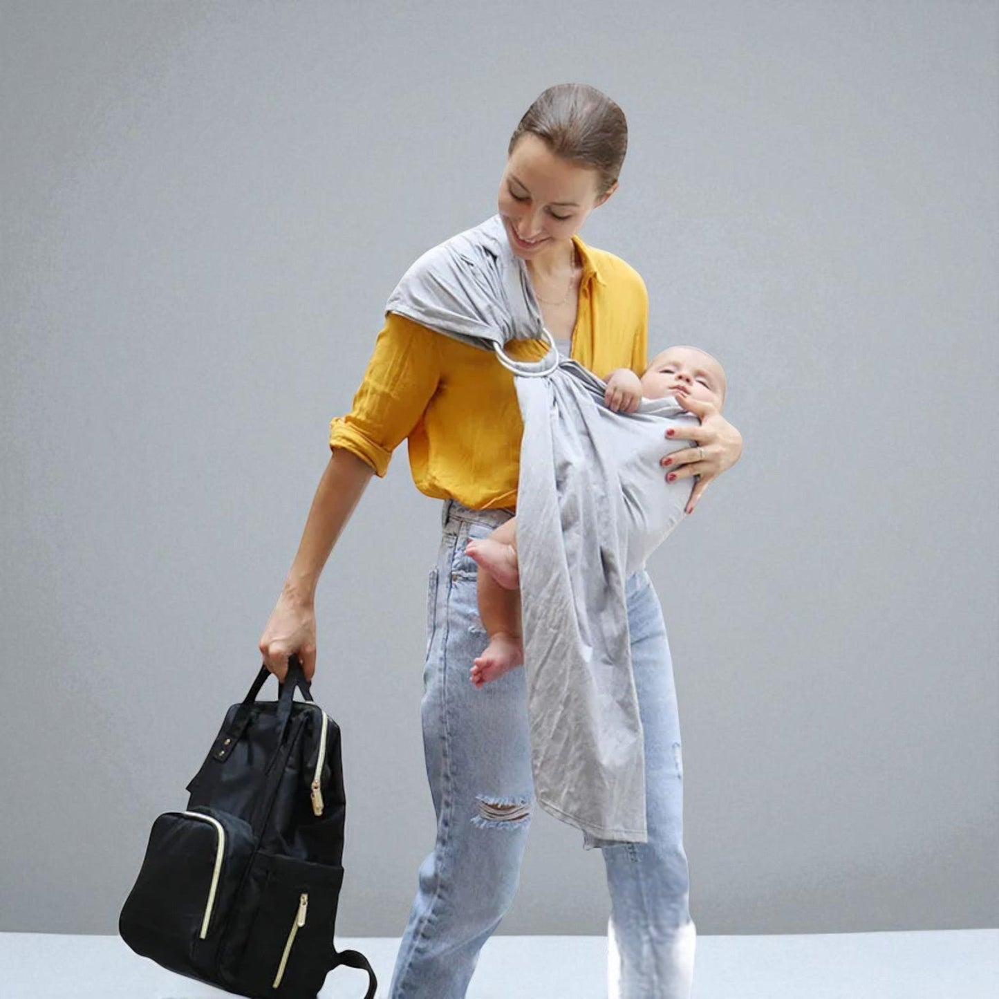 Écharpe De Portage - CottonRingSling™ - Gris - Mon Adorable Bébé