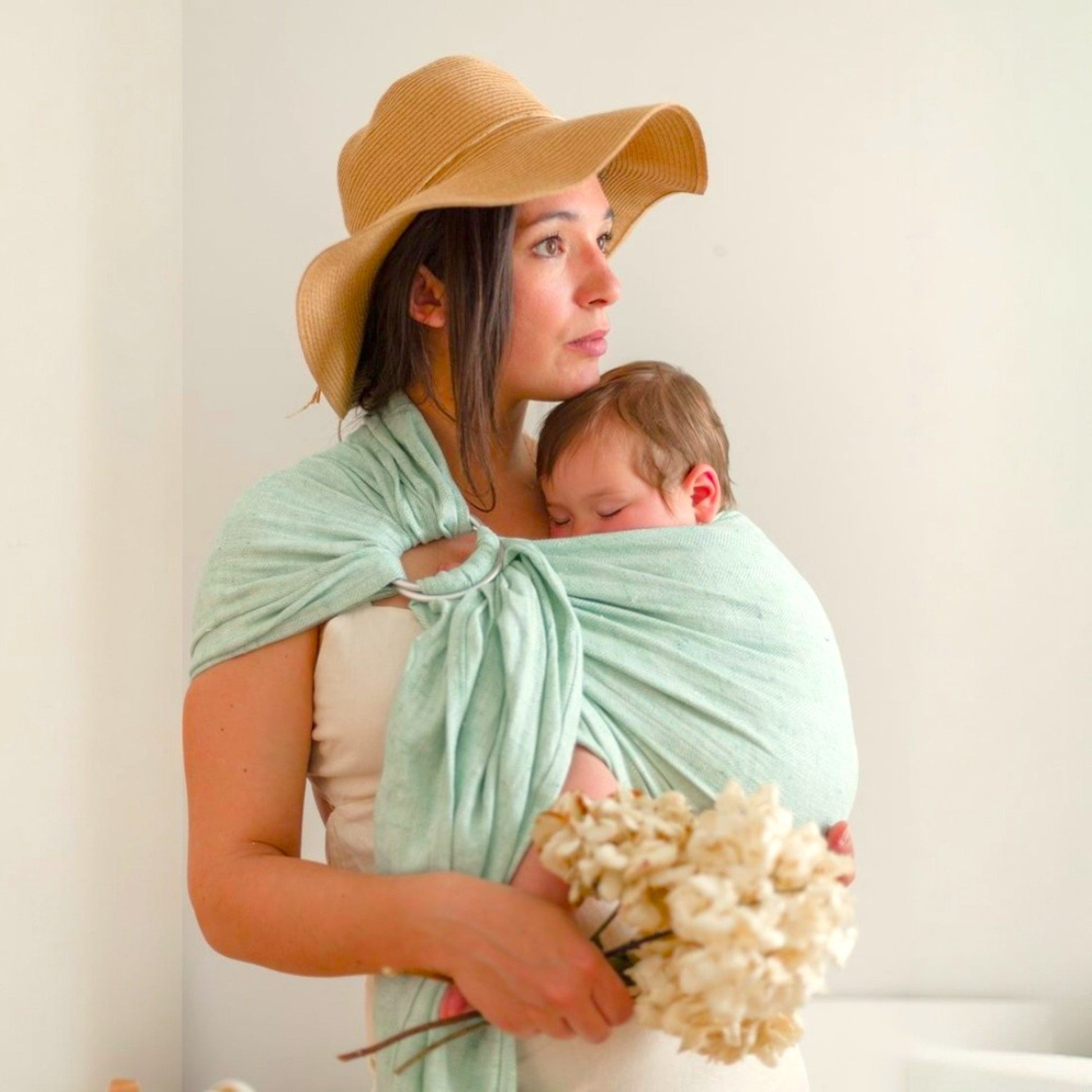Écharpe De Portage - CottonRingSling™ - Vert Menthe - Mon Adorable Bébé