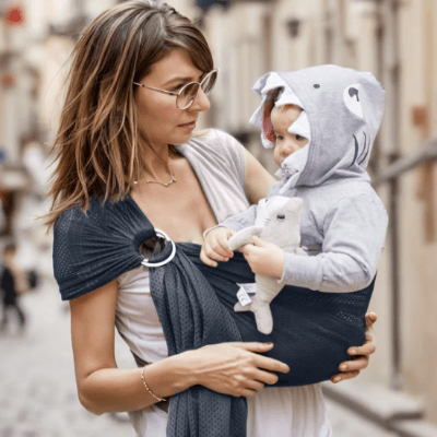 Porte Bébé - BabyRingCarrier™ - Bleu Foncé - Mon Adorable Bébé